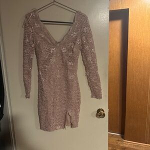 Pink beige sequin dress